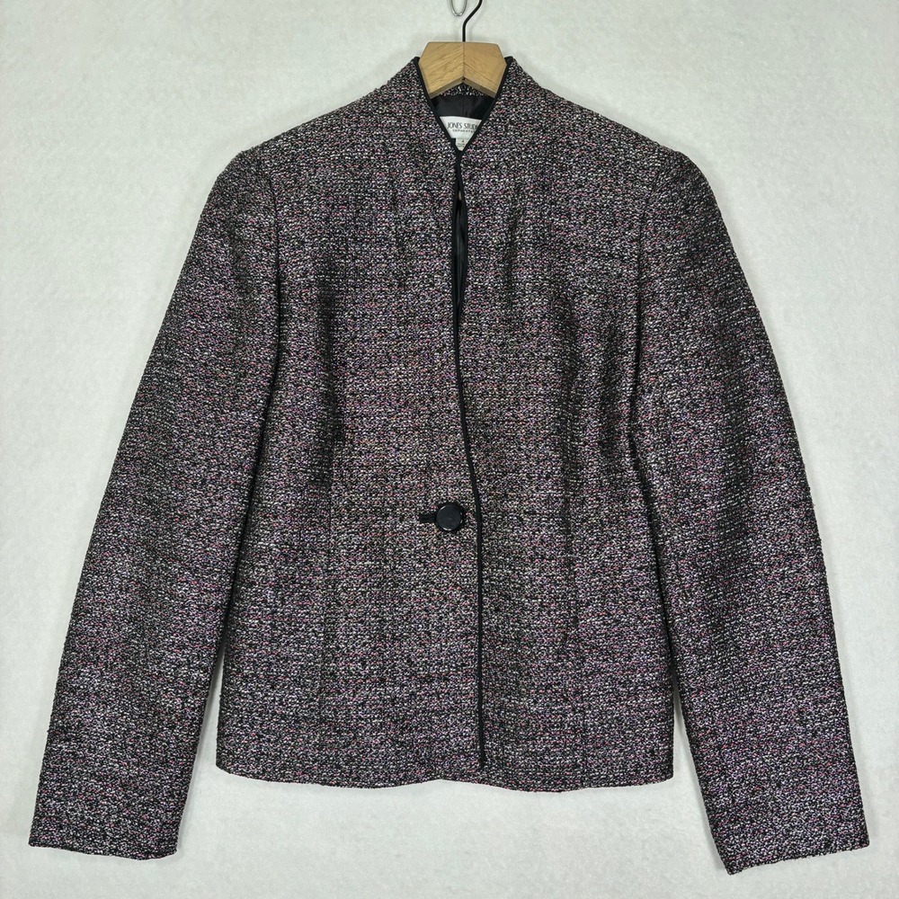 Jones Studio Blazer Womens 4‎ Metallic Tweed Flecked Tailored Career